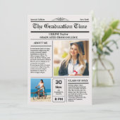 卒業ニュース記念招待状 – 印刷可能 招待状 (スタンド正面)