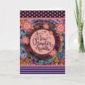 卒業ニューチャプタ引用文かわいらしモダンフローラ カード (正面)