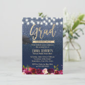 卒業ネイビモダンーブルブルゴーニュ赤フローラ 招待状 (スタンド正面)