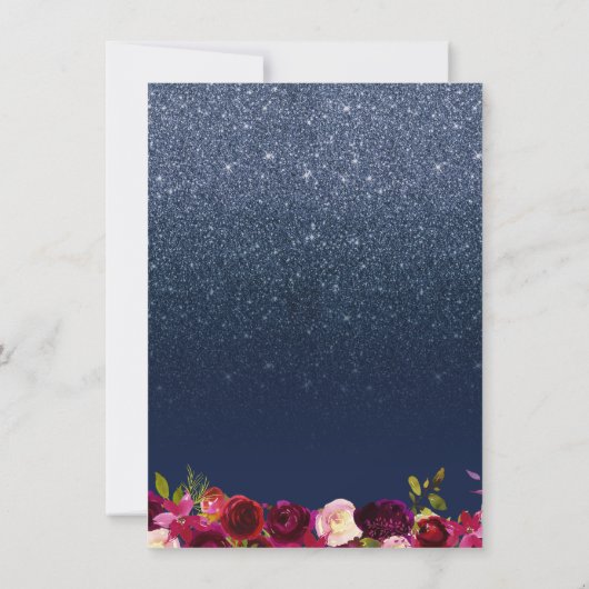 卒業ネイビモダンーブルブルゴーニュ赤フローラ 招待状 (裏面)