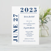 卒業ネイビーブルーとホワイトパーティー 招待状 (スタンド正面)