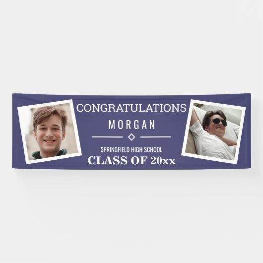 卒業ネイビーブルーまたはクラス懇親会2写真 横断幕 (横)