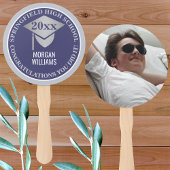 卒業ネイビーブルーシルバーフォトおめでとう ハンドファン