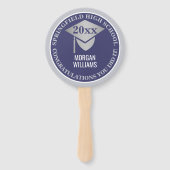 卒業ネイビーブルーシルバーフォトおめでとう ハンドファン (正面)