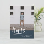 卒業ネイビーブルースクリプト3写真感謝していあなた 招待状 (スタンド正面)