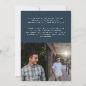 卒業ネイビーブルースクリプト3写真感謝していあなた 招待状 (裏面)