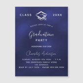 卒業ネイビーブルーホワイトシンプルラグジュアリー2023 マグネット招待状 (正面)