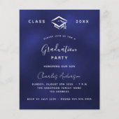 卒業ネイビーブルーホワイト2024予算の招待状 チラシ (正面)