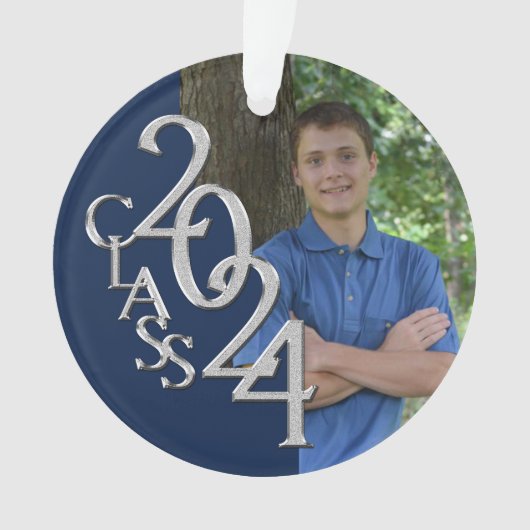 卒業ネイビーブルー2024写真 オーナメント (正面)