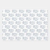 卒業ネイビーライトブルーパーソナライズされたグラード ラッピングペーパーシート (正面2)