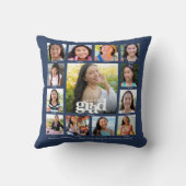 卒業ネイビーK-12写真はっきりしたコラージュ クッション (裏面)