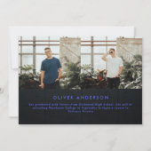 卒業ネオンブラックブルーおめでとうモダン2枚の写真 (裏面)