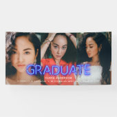 卒業ネオンブルー数々のフォトモダンパーティー 横断幕 (横)