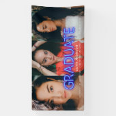 卒業ネオンブルー数々のフォトモダンパーティー 横断幕 (縦)