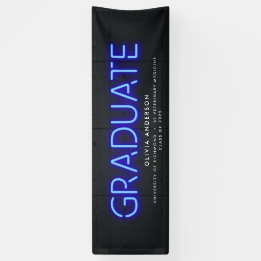 卒業ネオン白黒写モダン真パーティー 横断幕 (縦)