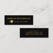 卒業ネットワーキングのブラックと金ゴールド スキニー名刺 (正面/裏面)