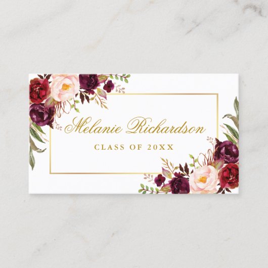 卒業ネットワークブルゴーニュフローラ金ゴールド 名刺 (正面)