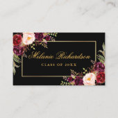 卒業ネットワーク金ゴールドBurgundyフローラ 名刺 (正面)