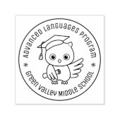 卒業ハットラウンド文字のかわいいフクロウ セルフインキングスタンプ (デザイン)