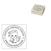 卒業ハットラウンド文字のかわいいフクロウ ラバースタンプ (押印)