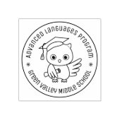 卒業ハットラウンド文字のかわいいフクロウ ラバースタンプ (インプリント)