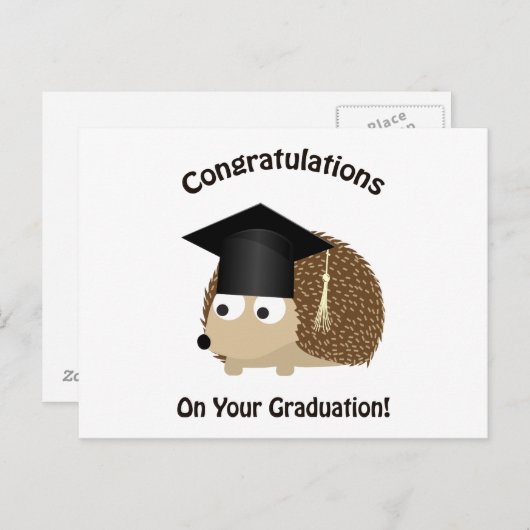 卒業ハリネズミのお祝い 案内ポストカード (正面/裏面)