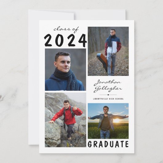 卒業ハンドスクリプト5フォトコラージュ 案内状 (正面)