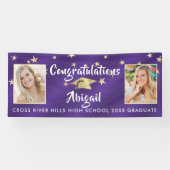 卒業ハンドレターフォトパープル金ゴールド星 横断幕 (横)