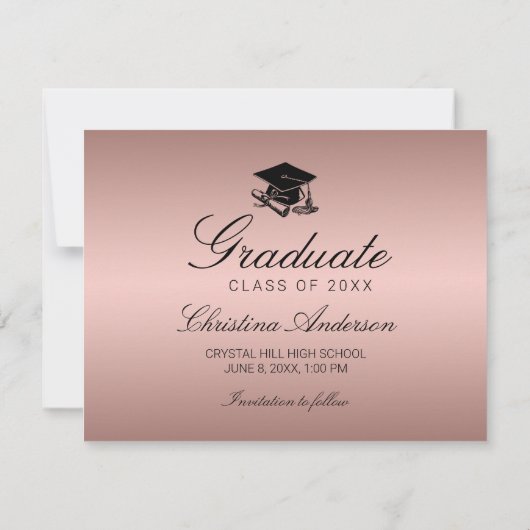 卒業バラ金ゴールドキャップ卒業証書の日付の保存 案内状 (裏面)