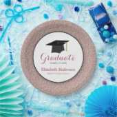 卒業バラ金ゴールドグリッター ペーパープレート (パーティー)