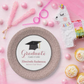 卒業バラ金ゴールドグリッター ペーパープレート (パーティー)