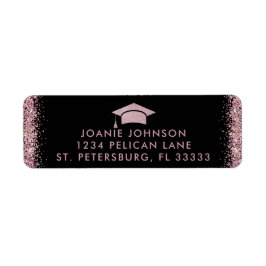 卒業バラ金ゴールドピンクキャップ&タッセル ラベル