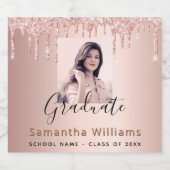 卒業バラ金ゴールドピンクグリッター写真2025 スパークリングワインラベル (シングルラベル)