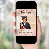 卒業バラ金ゴールド写真サンキューカード 招待状