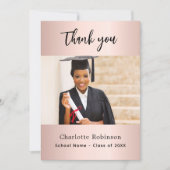 卒業バラ金ゴールド赤面写真サンキューカード 招待状 (正面)