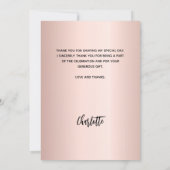 卒業バラ金ゴールド赤面写真サンキューカード 招待状 (裏面)