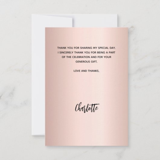 卒業バラ金ゴールド赤面写真 サンキューカード (裏面)