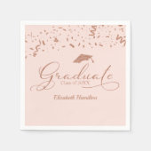 卒業バラ金箔卒業パーティーピンク スタンダードカクテルナプキン (正面)