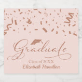 卒業バラ金箔卒業パーティーピンク スパークリングワインラベル (シングルラベル)