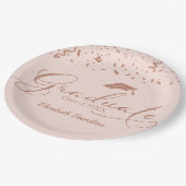 卒業バラ金箔卒業パーティーピンク ペーパープレート (アングル)