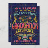 卒業バンドレトロ70sコンサートチケットテーマ 招待状 (正面/裏面)