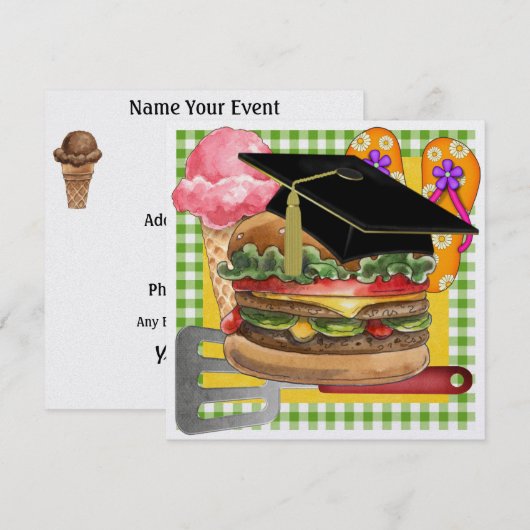 卒業バーベキュー！SRF 招待状 (正面/裏面)