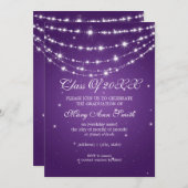 卒業パエレガントーティきらめくーチェーンパープル 招待状 (正面/裏面)