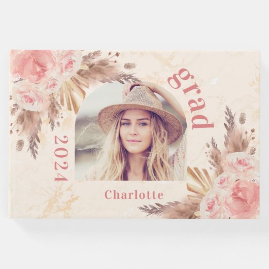 卒業パンパスグラスバラ金ゴールド花模様2025 ゲストブック (正面)