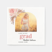 卒業パンパスグラス写真赤面アーチ スタンダードカクテルナプキン (正面)