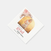 卒業パンパスグラス写真赤面アーチ スタンダードカクテルナプキン (角)