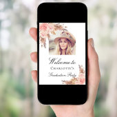 卒業パンパスグラス赤面ピンクのアーチ写真 ポスター