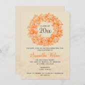 卒業パーエレガントティヴィンテージバラオレンジタン 招待状 (正面/裏面)