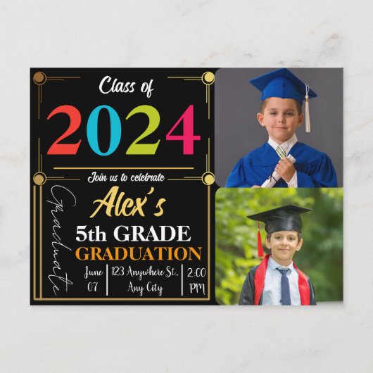 卒業パーソナライズされたおもしろい4級から12級 案内ポストカード (裏面)