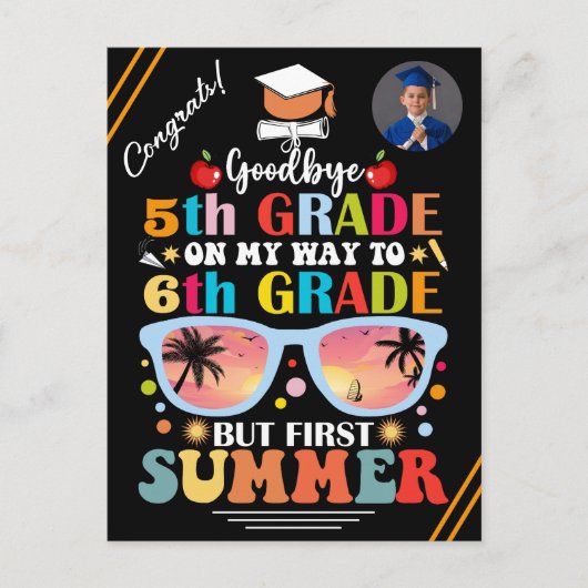 卒業パーソナライズされたおもしろい4級から12級 案内ポストカード (正面)